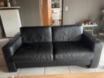 Lederen zetel zwart echt leer, Huis en Inrichting, Ophalen, Gebruikt, 150 tot 200 cm, Tweepersoons