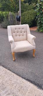 fauteuil capitonné en lin, Ophalen, Gebruikt