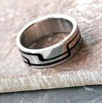 Unisex stainless steel ring met zwart epoxy design, Ophalen of Verzenden, Nieuw, IJzer of Staal, Dame of Heer