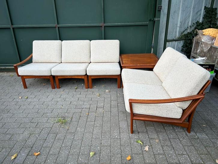Deense elementenbank, Huis en Inrichting, Zetels | Zetels, Gebruikt, Rechte bank, Vierpersoons of meer, 300 cm of meer, 75 tot 100 cm