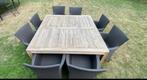 VIERKANTE TUINTAFEL + 8 STOELEN, Tuin en Terras, Ophalen, Zo goed als nieuw, Teakhout, Tuinset