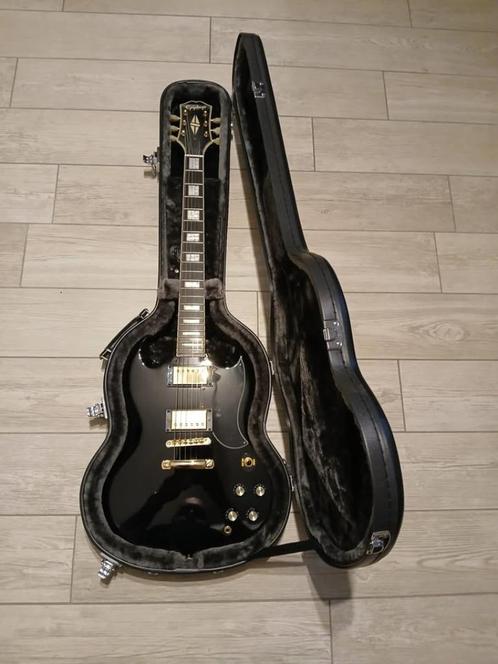 Epiphone SG Custom Ebony incl.koffer, Muziek en Instrumenten, Snaarinstrumenten | Gitaren | Elektrisch, Zo goed als nieuw, Solid body