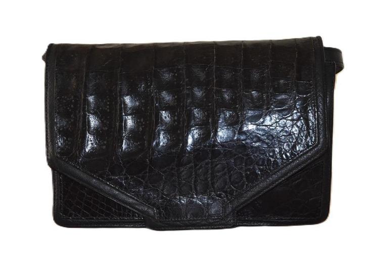 Jean Charles handtas – leer & croco – zwart - dustbag, Handtassen en Accessoires, Tassen | Damestassen, Gebruikt, Handtas, Zwart