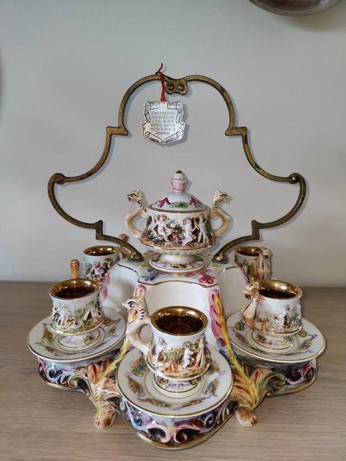 Capodimonte koffieset voor 6 personen, Antiek en Kunst, Antiek | Servies compleet, Ophalen