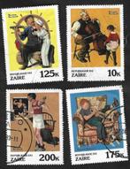4 Congo-Kinshasa (Zaïre) 1981 Schilderijen van Rockwell, Ophalen of Verzenden, Gestempeld, Overige thema's
