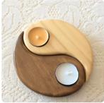 Yin yang, meditatie, yoga houten kaarshouder, Huis en Inrichting, Woonaccessoires | Kandelaars en Kaarsen, Ophalen, Nieuw, Hout