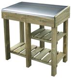 Oppottafel ZINK *NIEUW*, Tuin en Terras, Tuintafels, Ophalen of Verzenden, Nieuw, Rechthoekig, Teakhout