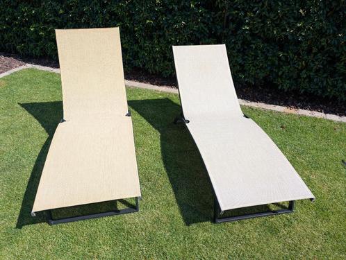 Ligbedden - Inklapbaar - Aluminium, Tuin en Terras, Ligbedden, Zo goed als nieuw, Aluminium, Inklapbaar, Verstelbaar, Verrijdbaar