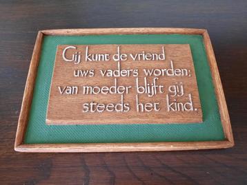 Oud tekstbord  met levenswijsheid