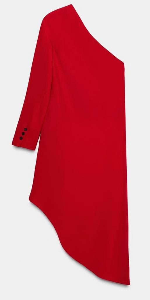 Zara ZW Collection Asymmetrische Rode Jurk - Maat M, Vêtements | Femmes, Robes, Neuf, Taille 38/40 (M), Rouge, Longueur genou