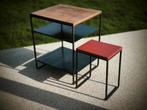Duo tables basses métalliques avec plateau bois, Enlèvement, Comme neuf, Rectangulaire, Métal ou Aluminium