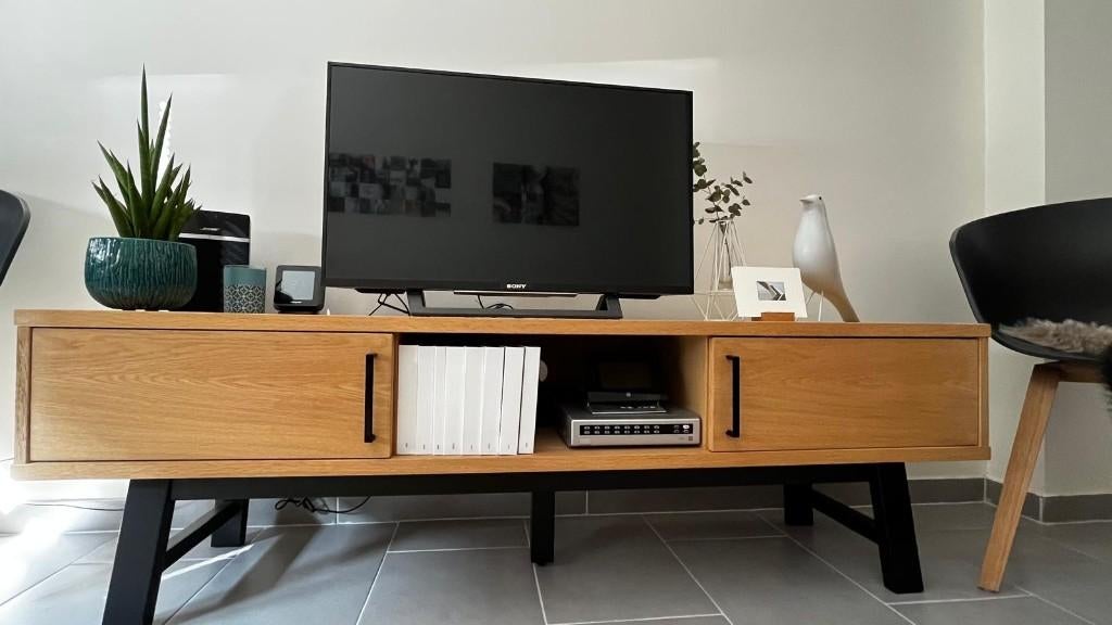 Meuble TV - Lex: tv-unit 2D oak black art. n° 2763-054, Strak, Moins de 100 cm, 150 à 200 cm, Comme neuf
