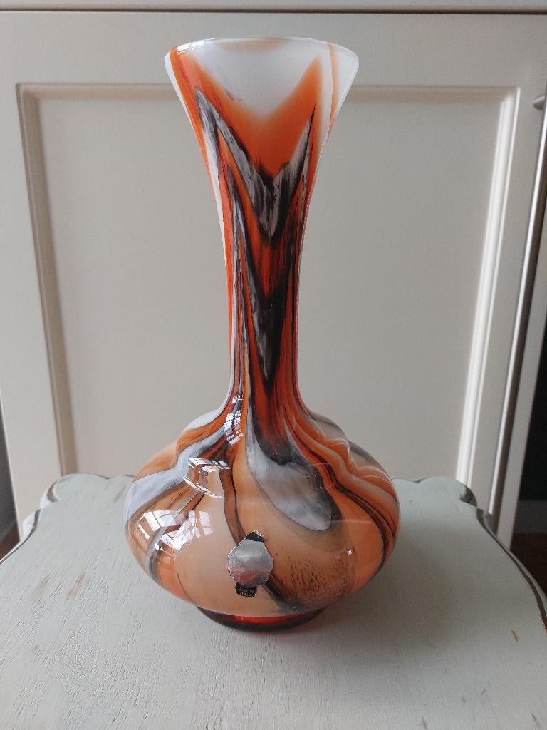 Carlo Moretti oranje opaline glazen vaas. Jaar 70, Ophalen of Verzenden