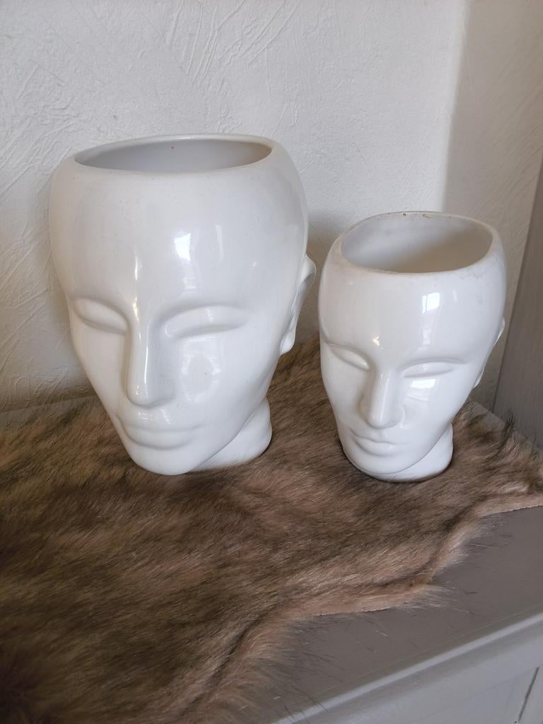 Bloempot  hoofden man en vrouw ! Jaren 90 ?, Ophalen