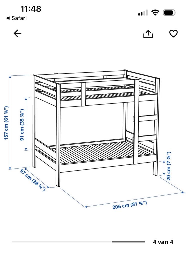 Stapelbed IKEA, Ophalen, Gebruikt, 90 cm, Zwart