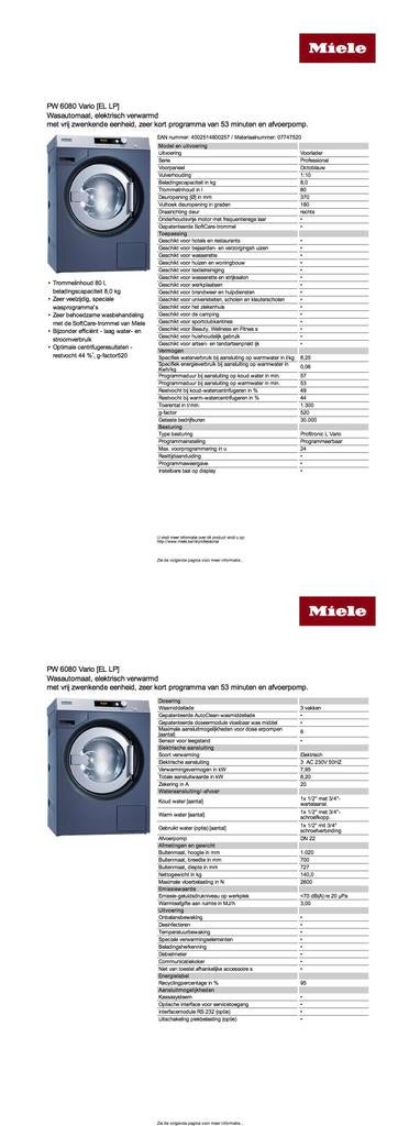 Industrieel wasmachine miele, Elektronische apparatuur, Wasmachines, Ophalen, Zo goed als nieuw
