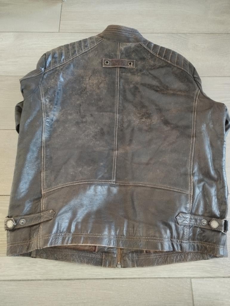 Lederen jas heren, Ophalen, Bruin, Maat 48/50 (M), Gedragen