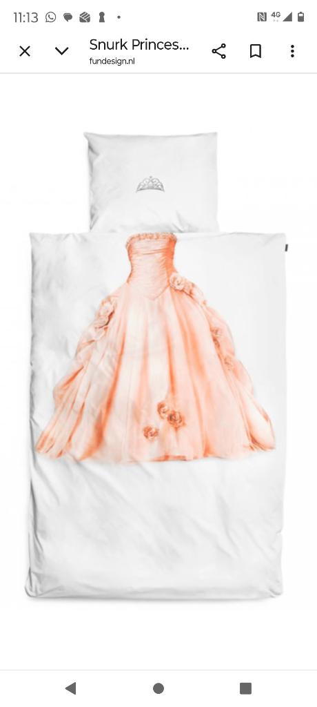 Dekbedovertrek. Prinses 1 pers. Snurk, Gebruikt, Meisje, Wit, Dekbedovertrek