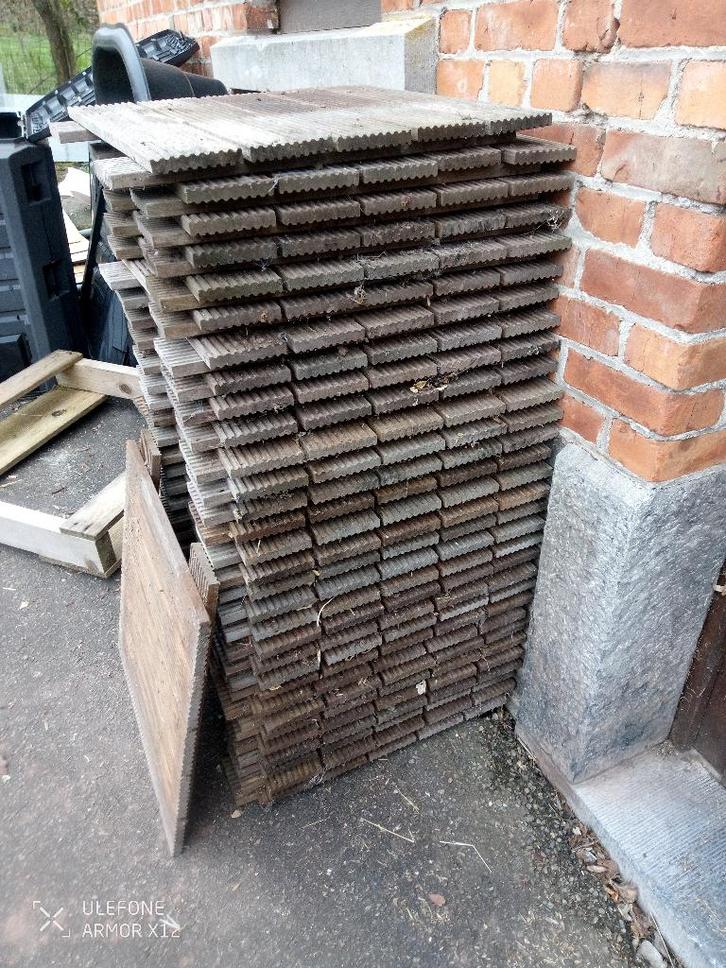 Dalles de terrasse Bangkirai Strié, Tuin en Terras, Tegels en Klinkers, Gebruikt, Overige typen, Hout, 5 tot 10 m², Ophalen