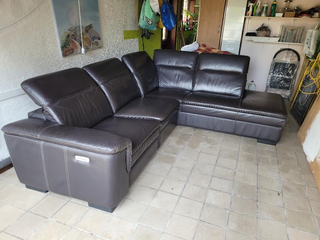 Canapé d'angle à vendre, Maison & Meubles, Canapés | Coins salons complets, Utilisé, Cuir, Enlèvement