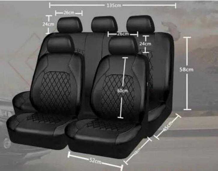 stoelhoezenset compleet pu-leder zwart