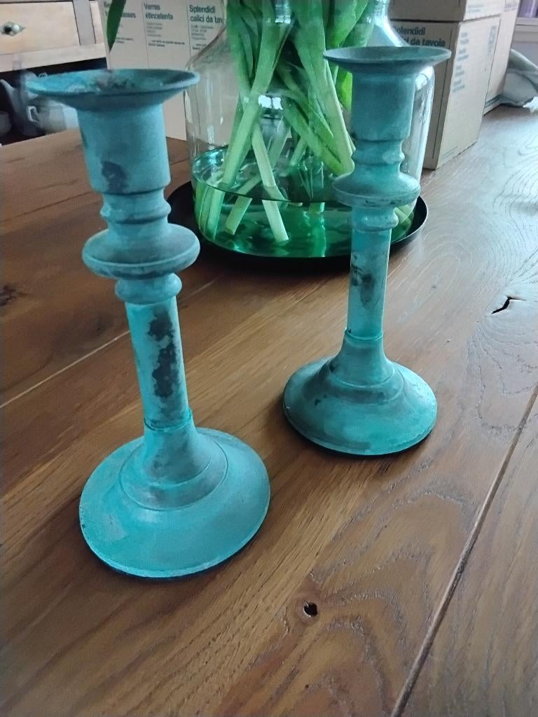 Kandelaars azur blauw, Bronze ou Cuivre, 25 à 50 cm, Enlèvement, Utilisé