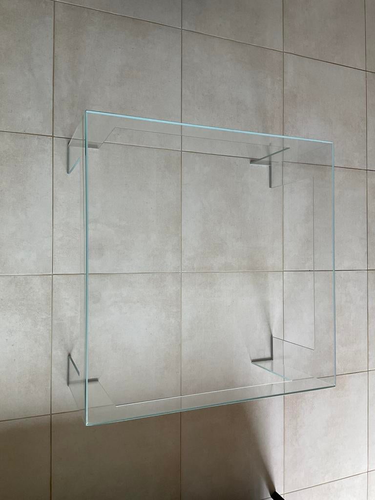 Glazen salontafel, Ophalen, Gebruikt, 50 tot 100 cm, Vierkant