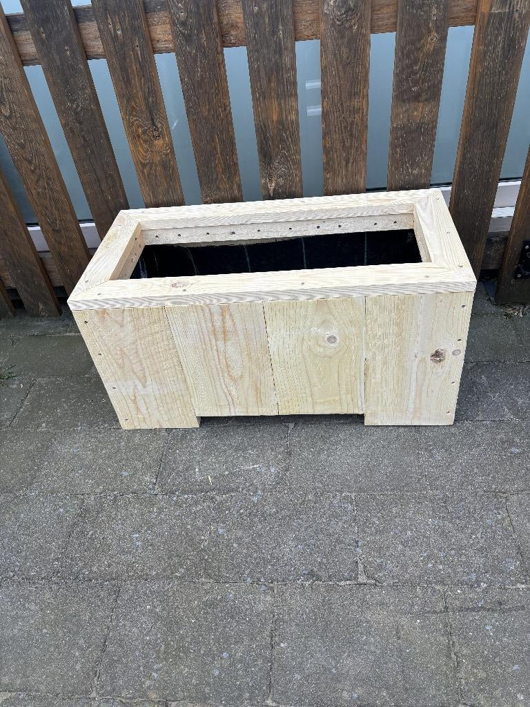 Robuuste steigerhouten plantenbak 80x40x40 cm, Tuin en Terras, Bloembakken en Plantenbakken, Nieuw, Hout, Binnen, Balkon, Tuin