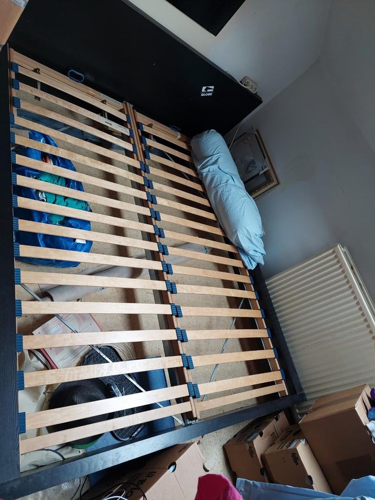 IKEA bed, 160 cm, zwart, 2 personen, verstelbare onderstelle, Ophalen, Zwart, Tweepersoons, 160 cm