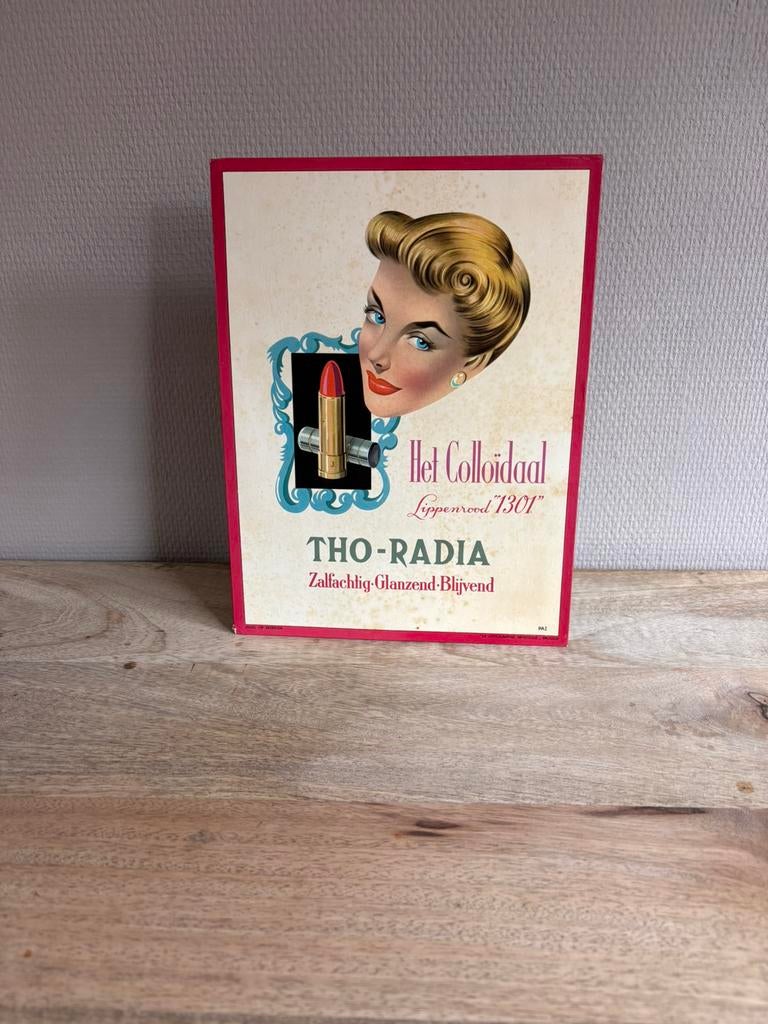 Très rare panneau publicitaire Tho-Radia 1935, Enlèvement ou Envoi, Utilisé, Panneau publicitaire