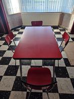 Vintage rode Formica tafel en 4 stoelen, Ophalen, Overige materialen, Vintage jaren 60/70, Gebruikt