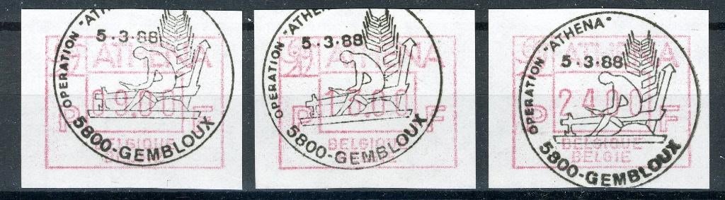 (B) ATM69 FDC 1988 - Athena Set 9-13-24 BEF, Ophalen of Verzenden, Gestempeld, 1e dag stempel, Postfris