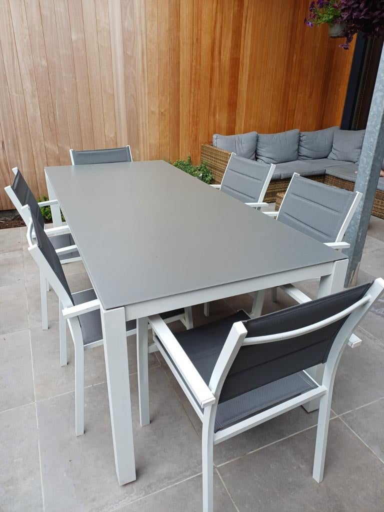 Tuintafel 2m x 0,9m + 6 stoelen, Tuin en Terras, Tuinsets en Loungesets, Ophalen