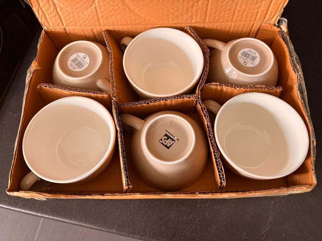 6 nieuwe cappuccino tassen, Ophalen of Verzenden