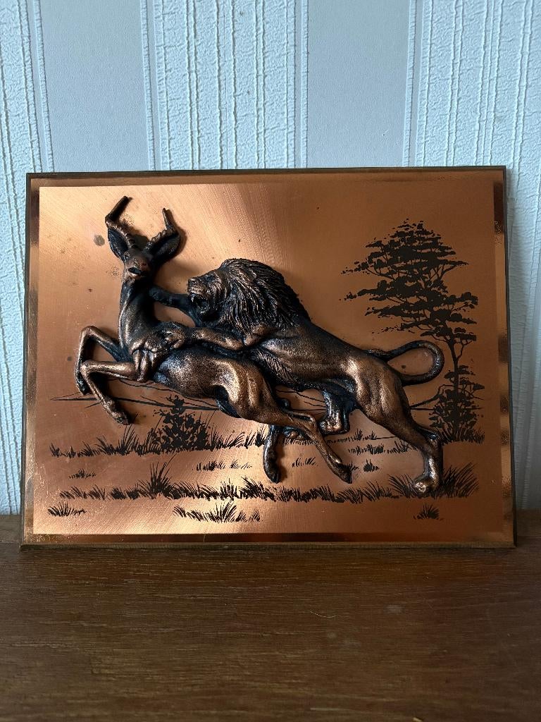 Zuid-Afrikaanse Wandplaat in koperreliëf, Antiek en Kunst, Antiek | Brons en Koper, Koper, Ophalen of Verzenden