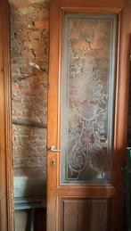 Antieke glazen deuren met geëtst glas, Doe-het-zelf en Bouw, Ophalen, Gebruikt, Minder dan 80 cm, 215 cm of meer