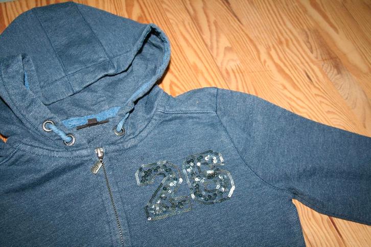 Maat 158 - JBC - blauwe hoodie met rits, Kinderen en Baby's, Kinderkleding | Maat 158, Zo goed als nieuw, Meisje, Trui of Vest