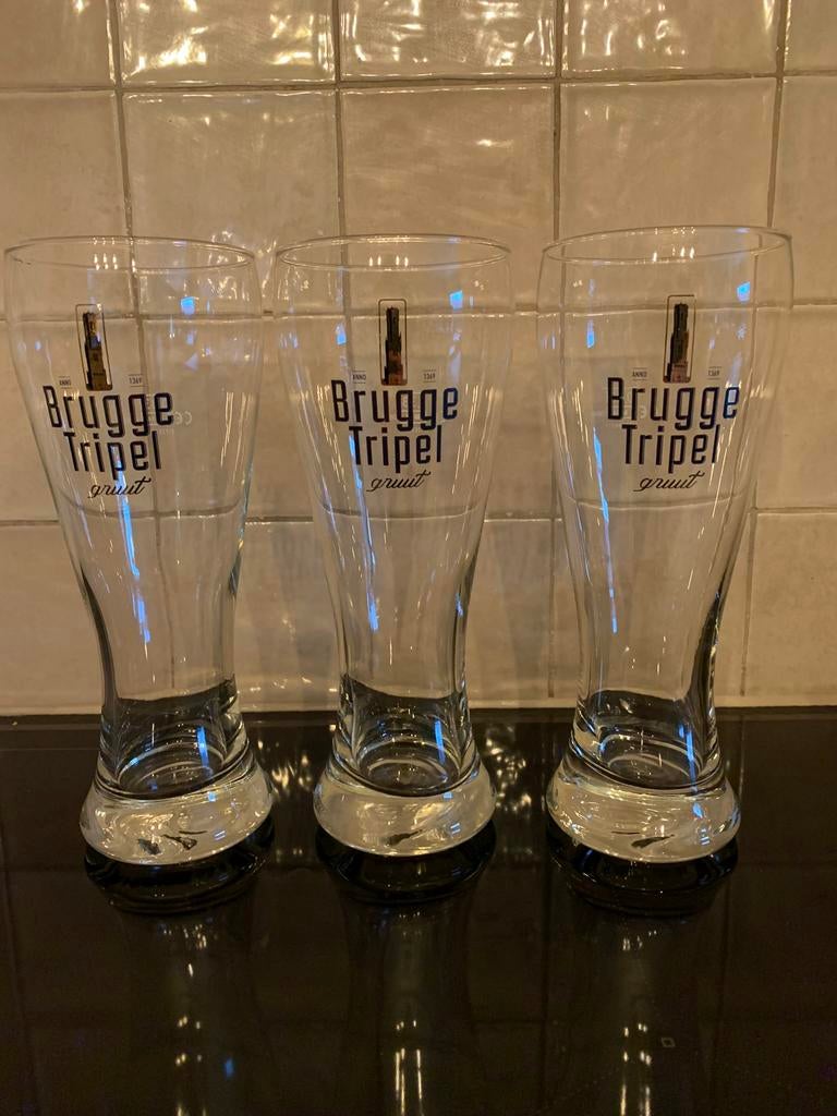 Brugge tripel bierglazen te koop, Ophalen, Nieuw, Bierglas