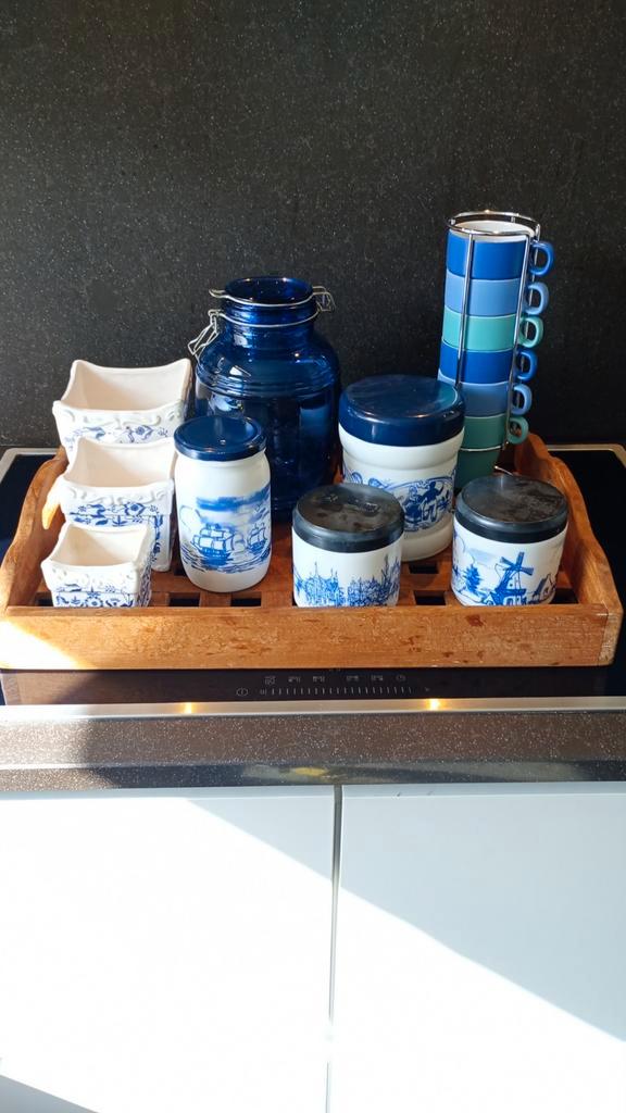 Keukengerei blauw van 5€ tot 25€ + teaken dienblad, Huis en Inrichting, Keuken | Keukenbenodigdheden, Ophalen