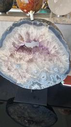 Agaat met amethist schijf, op staander. XL!, Ophalen