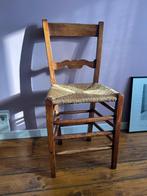 5 houten stoelen met rieten zitting, Huis en Inrichting, Stoelen, Ophalen, Gebruikt, Bruin, Vintage