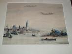 Jos Renders - aqaurel 1946- zicht op Antwerpen, Ophalen of Verzenden