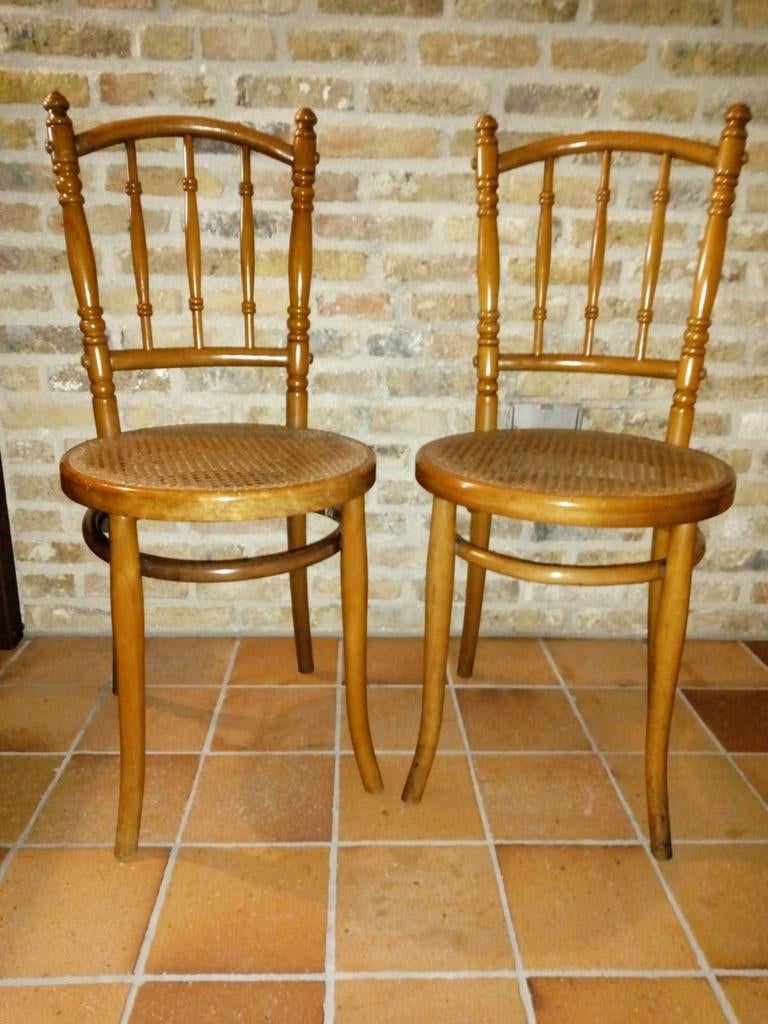 Twee retro rieten stoelen, Antiek en Kunst, Ophalen