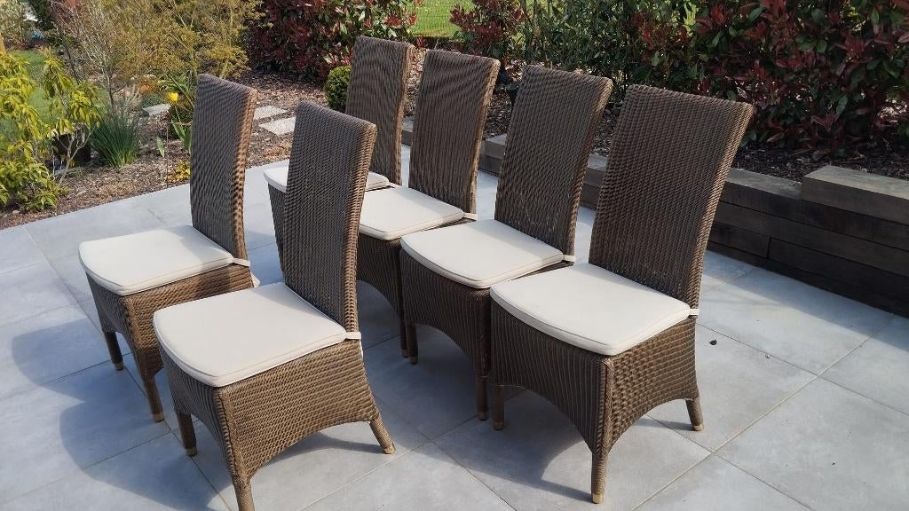 A saisir 8 chaises Lloyd Loom en bon état, Maison & Meubles, Chaises, Enlèvement, Autres matériaux, Contemporain dossier haut en Lloyd Loom