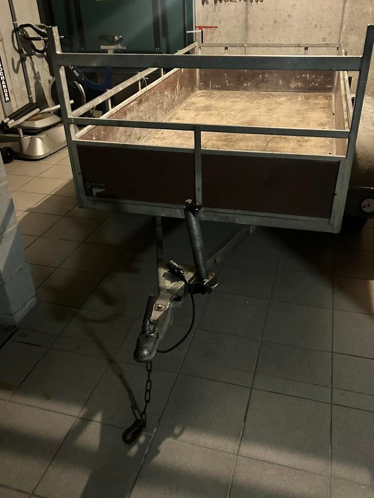 Aanhangwagen,ongeremd,staal met hout,dubbele as,2m50 op 1m30, Enlèvement, Utilisé