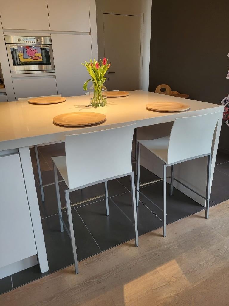 4 tabourets de bar modernes, Maison & Meubles, Tabourets de bar, Avec repose-pieds, Métal, 4 tabourets, Enlèvement