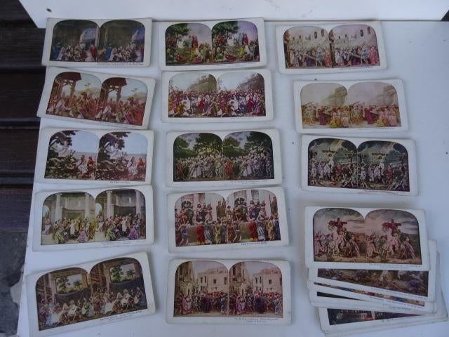 24 anciennes photo stéreo 1930’s– la vie de Jesus Christ –, Enlèvement ou Envoi