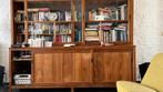 houten vitrinekast / boekenkast met glazen schuifdeuren, Antiek en Kunst, Ophalen