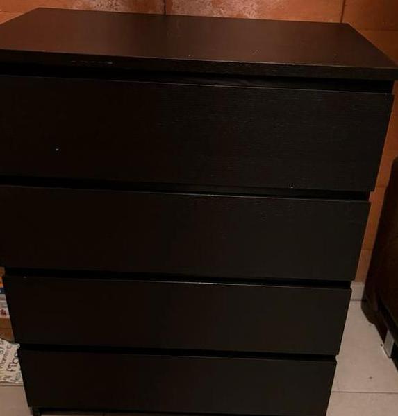 Ikea malm ladekast zwart, 3 ou 4 tiroirs, Enlèvement, Autres essences de bois, Utilisé