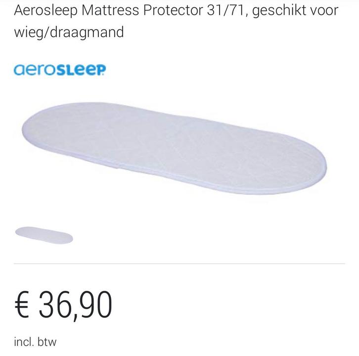 Aerosleep matrasbeschermer 31/71, voor wieg/draagmand, Kinderen en Baby's, Kinderkamer | Beddengoed, Zo goed als nieuw, Overige typen